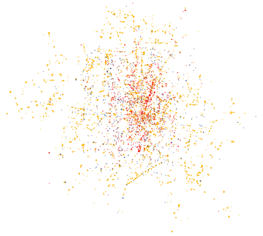 Locations of shared bikes in Munich (Sept 2017)