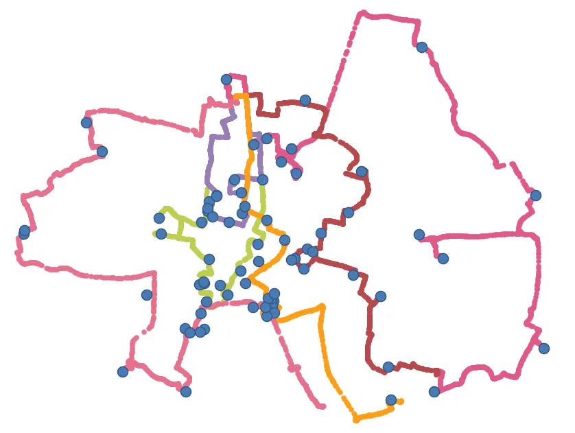 Exemplary display of the generated routes